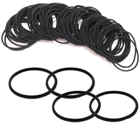 Vexorlian 100 Pcs Elastic Hair Bands, 2mm Thin Hair Ties for Women, Small Soft Hairbands, No Metal, Black Ponytail Holders Men