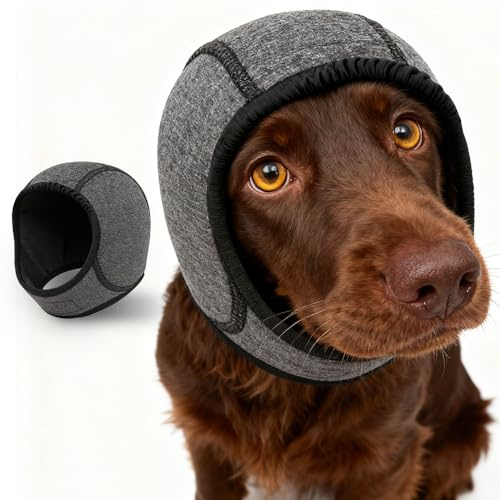 APODESS Hunde Ohrenschützer mit Geräuschunterdrückung, 2026 Neu Verstellbar Gehörschutz Hund, Ohrenschutz für Hunde Beruhigung, Winterpflege, Baden, Trocknen (Dunkelgrau, S)