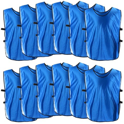 QUARKZMAN träningsväst 60 x 45 cm fotboll sport team träning tröja för vuxna tonåringar tonåringar basket fotboll (mörkblå, förpackning med 12 stycken)