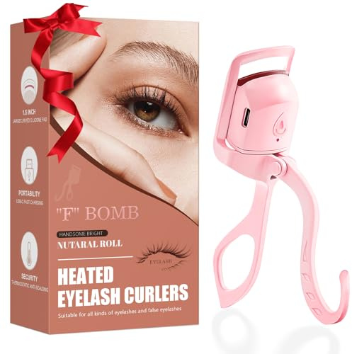 C-Shaped Heated Eyelash Curler Fast Heat Up in 5s - Rechargeable Electric Eyelash Curler for 24H Long Lasting Curls - Safe Anti-Burn Lash Curler Elevate Your Beauty with Stunning Lashes (Pink, L)