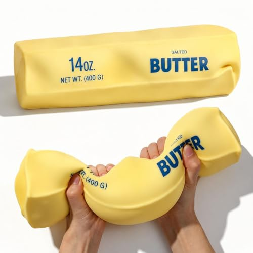 24cm Giant Butter Squishy, 14oz Jumbo Butter Stick Stressabbau mit Langsamem Rückprall, Großes Squishy Spielzeug aus weichem PU-Material, Antistress Fidget Toy für Erwachsene (Cremefüllung)
