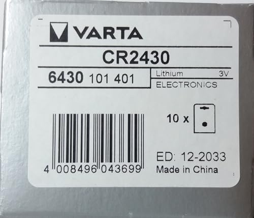 VARTA Lot de 10 Piles bouton lithium Electronics CR2430, 3 Volt