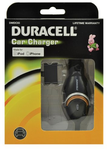 Duracell Apple iPhone 3/3GS/4/4S/iPod Classic/iPod Nano 6G/Touch Universal Car Adapter - Black