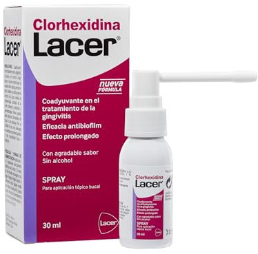CLORHEXIDINA - Spray 30ml, Antiséptico, Larga Duración, Tratamiento Coayudante de la Gengivitis y la Periodontitis, Pre y Post Implantología y Cirugía Periodontal, Sabor Agradable, Sin Gluten