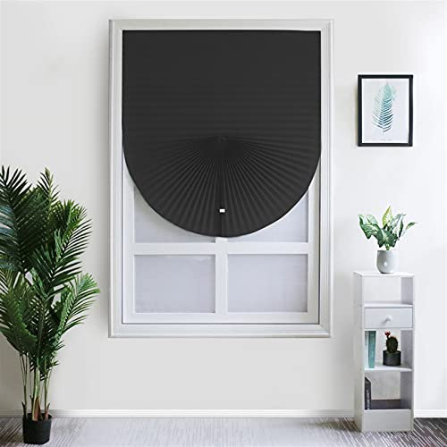 Heavyoff Faltjalousie Plissee Faltrollo Ohne Bohren mit Selbstklebend Thermo-Plissee Blickdicht für Fenster und Tür Sichtschutz und Sonnenschutz 60x180cm/23.6 W x 70.8 H Schwarz