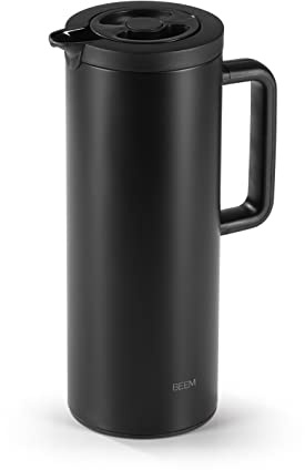 BEEM termos | Praktisk kaffe- och tekanna | Inkl. läckagesäkert lock med vridlås och tryckknapp | Håller drycker varma eller kalla i upp till 12 timmar | modern design | 1 l [mattsvart]