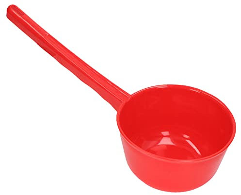 Heavy Duty Water Scoop, Large Capacity Plastic Water Ladle, Thickened Long Handle Design for Garden, Bathroom, Kitchen (Red)