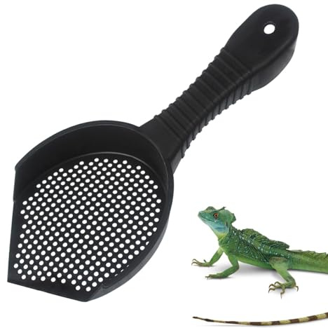 1 x Reptilienkotschaufel – Katzenstreuschaufel, Haustierkotschaufel, Reptilienstreu, Reinigungsschaufel, Siebstreuschaufel, kleine Siebschaufel für kleine Haustiere, Reptilien, Terrarium, Sandabfall