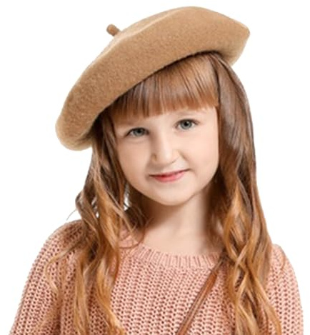 Winmany Baskenmütze für Kleinkinder Mädchen einfarbig französische Beanie-Mütze Herbst Winter Wolle Künstlermütze