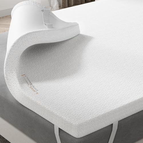 BedStory 6 cm Topper 135x190, Viskoelastisk topper med minne, madrassöverdrag i minnesskum, avtagbar och tvättbar bäddmadrass