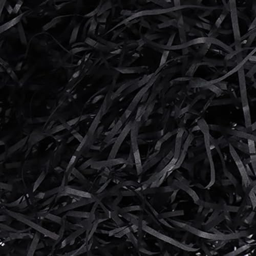 UCLEVER Raffia Fyllningsmaterial Present Hamper Shred Strimlat Papper Present Fyllning för Party Hamper Fyllning och presentförpackning Dekoration (svart)