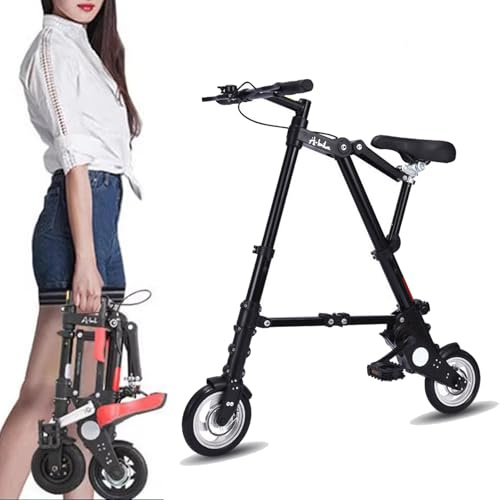 Folding Bike for Adults,Foldable Compact Folding Bike,10.4 Inch Aluminium Wheels Bicycle, Lightweight Frame Portable Mini Bike City Bike Black