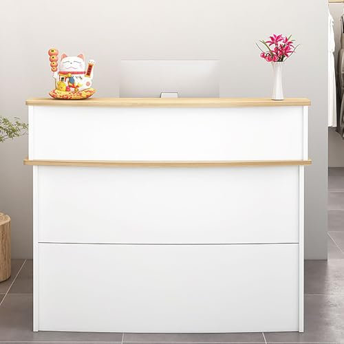 JHDXL mottagningsdisk modern, receptionsdisk med lådor, receptionsbänkar med öppna fack, mottagningsskrivbord för butik kontor mässor lobby skönhetssalonger (vit 1,80 cm/31,5 tum)