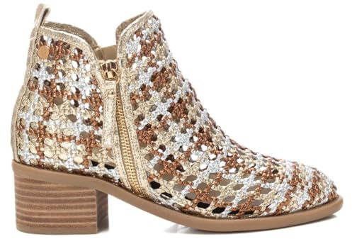 XTI - Botín Mujer Oro - Calzado Cómodo y Versátil - Moda casual - Modelo 14396303 (Talla 37)