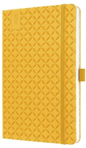 SIGEL J6117 Wochenkalender 2026 A5 gelb, Hardcover, Gummiband, Stiftschlaufe, Einstecktasche, 174 Seiten, vegan, Buchkalender, Terminplaner Taschenkalender Jolie