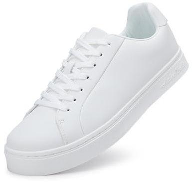 Sneakers Uomo Scarpe Casual in Pelle Scarpe da Ginnastica Passeggio Skateboard Business Bianco 41
