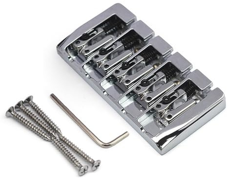 5 Saiten Bassgitarre Steg Metall Fester Hardtail Saitenhalter Brücke Sattel mit Befestigungsschrauben für E-Gitarre Bass