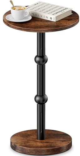Yuede Runder Beistelltisch, Kleiner rund Cocktailtisch, Couchtisch klein rund, Nachttisch für kleine Räume, Sofatisch für Wohnzimmer, Schlafzimmer, Einfache Montage (Braun)