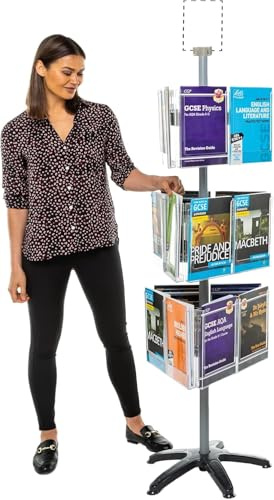 Metroplan Leaflet Holder | Freestanding Revolving brochure Display & Dispenser | Expanda-Stand System | 18 x A4 Pockets