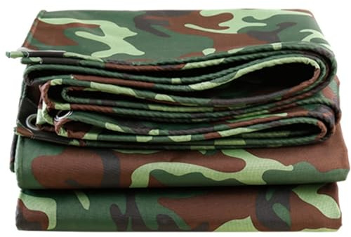 Camo Tarpaulin Waterproof Heavy Duty Tarp Sheet Cover Camouflage Fishing Camping Ground Sheet Foldable Camping Tarp Tent with Reinforced Grommets(2x2m)