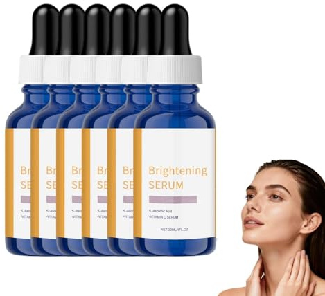 Sérum visage à la vitamine C - Sérum formulé éclaircissant à la vitamine C, solution gel anti-âge pour peaux sèches et ternes, hydratant pour réduire les rides et les taches Brunes (6PCS)
