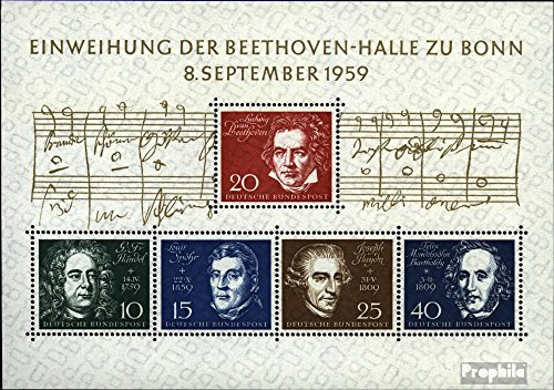 Prophila Collection BRD (BR.Deutschland) Block2 (kompl.Ausg.) postfrisch ** MNH 1959 Beethoven (Briefmarken für Sammler) Musik/Tanz