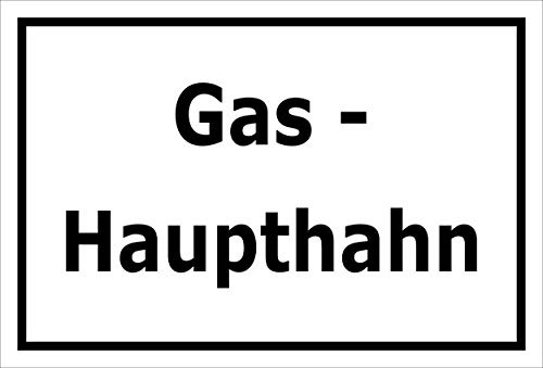 Melis-Folienwerkstatt Schild Gas-Haupthahn – 15x10 cm – 3mm Aluverbund – Bohrlöcher – mehrere Größen/Materialien