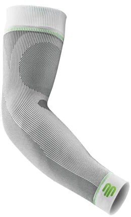 BAUERFEIND, 1 Paar Sport Kompressions-Armbandagen, Unisex, Rechts und links tragbar, Für Ball- und Ausdauersportarten, Stärkung der Muskulatur, Gr. M kurz, Weiß, 29355011000022