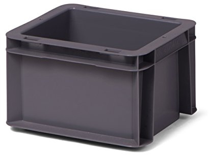 1a-TopStore 16 Stk. Transport-Stapelkasten TK212-0, grau, 200x150x120 mm (LxBxH), aus PP, Volumen: 2 Liter, Traglast: 10 kg, lebensmittelecht, made in Germany, Industriequalität