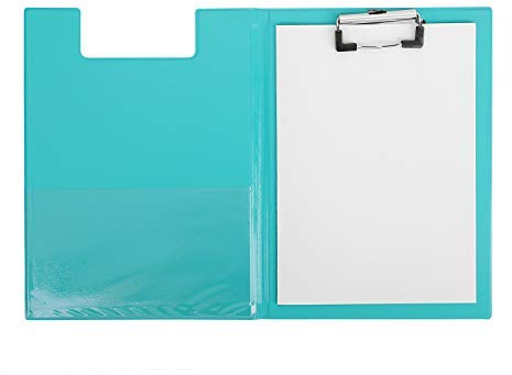 Kunstleder Klemmbrett mit Metallclip Ordner A5 Schreibmappe Ringbuch Dokumente Organizer Mappe mit Folienüberzug Schreibbrett Sammler Ordnungsmappe für Kinder Erwachsene Blau