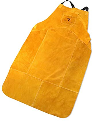 STAHLWERK Schweißerschürze Lederschürze aus robustem Echtleder, hitze- und feuerbeständig, geeignet für WIG TIG MIG MAG MMA Plasma uvm