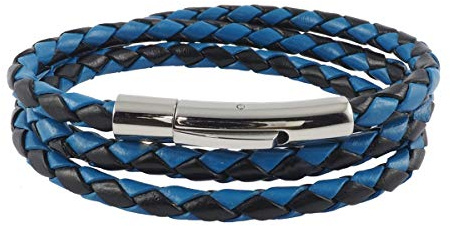 König Design Lederkette Lederband Leder-Armband 6 mm Herren Halskette 17-100 cm lang mit Hebeldruck-Verschluss Silber geflochten