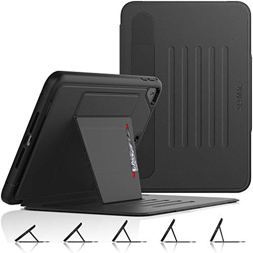 SEYMAC stock Case for iPad Mini 5th/4th Generation 7.9 Inch (2019/2015) | Full Body Shockproof, Auto Sleep/Wake Magnetic Cover with [5 angles] Adjustable Stand, Pencil Holder & Card Slot, Black