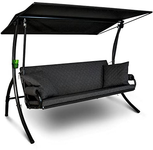 Angerer Hollywoodschaukel Elegance Joy – Schaukel zum Sitzen, Liegen & Entspannen, inkl. Bett-Funktion, einfache Montage, Made in Germany, hochwertiger Stoff, Dunkelgrau