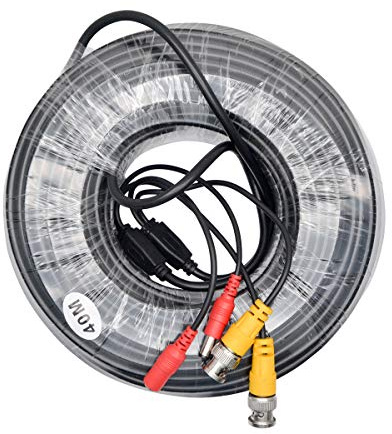 Baceyong 50M Câble d'alimentation vidéo BNC Câble d'extension RCA DC pour kit de système de sécurité CCTV Camera DVR