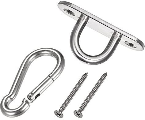 sourcing map Ganchos de techo de acero inoxidable 304, 60 x 20 mm, forma de U, con ganchos y tornillos para colgar lámparas de araña, 2 unidades