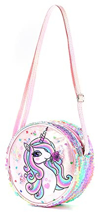 Spldsun Einhorn Handtasche Mädchen, Rosa Brustbeutel Kinder Mädchen, Verstellbarem Gurt Geldbeutel Kinder Kinderrucksack Mädchen, Wird verwendet, um Kleingeld und Kleine Gegenstände Aufzubewahren