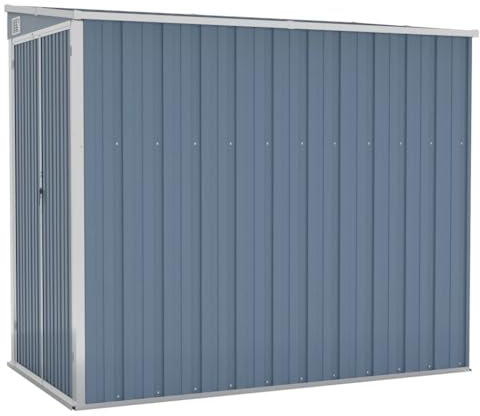 vidaXL Capanno Giardino a Parete Grigio 118x194x178 cm Acciaio Zincato