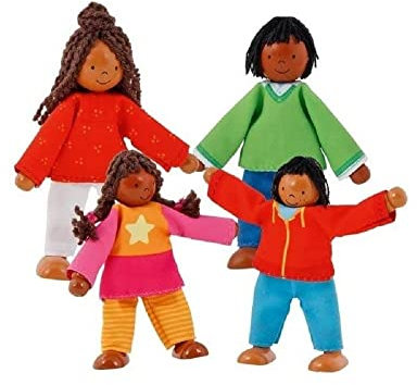 Goki Biegepuppen, Moderne Familie II: H= 9-11 cm, Holz und Textil, 4 Teile, per Set