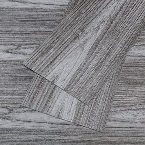 VEELIKE Fliesenaufkleber Holzoptik Grau Vintage PVC Bodenbelag Selbstklebend Vinylboden Holz Fliesen Bodenfliesen Badezimmer PVC Boden Schlafzimmer Klebefliesen Küche Wasserfest 90cm x 15cm 4 Stücke