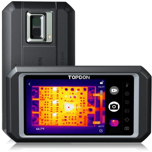 TOPDON TC003 Wärmebildkamera mit 2MP Sichtkamera, 256x192 IR-Auflösung, –20 °C~+550 °C, OTG-Funktion für erweiterte Kapazitäten, 2GB RAM/32GB Speicher, 5''Touchscreen Thermokamera mit Software OTG