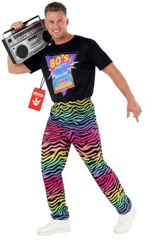 Morph Cool Zebra 80-tal maskeradklänning män 80-tal herr maskeradklänning kostym män maskeraddräkt herr kostymer träningsdräkt XL