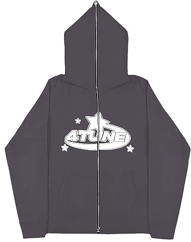 LIXQQS Felpa con Cappuccio Unisex 4TUNE, Felpa con Cappuccio per Coppia con Cerniera Semplice, Giacche in Felpa con Cappuccio Pullover in Pile(Gray,S)
