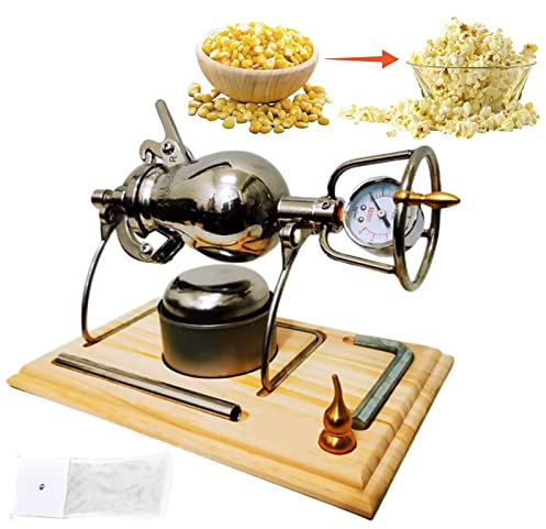 2023 Neue Hand-Popcorn-Maschine für Zuhause, 260 ml Mini-Popcorn-Maschine mit Handkurbel, Edelstahl 304, Retro, Handkurbel, langsamer Heizboost mit geeignetem Messgerät