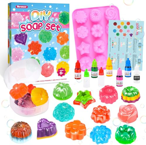 Herenear Seifen Selber Machen Set für Kinder 8+, Seifen-Set Zum Selbermachen für Kinder, Kreativ Spielzeuge Kindergeburtstag Weihnachts Geschenk