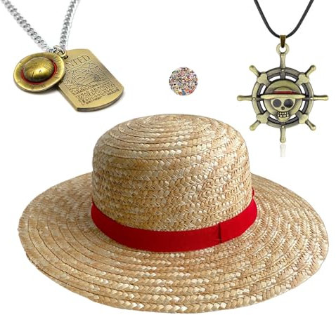 Zaky Luffy Chapeau de paille Squelette pendentifs Cosplay Anime OP Nautical Charms Necklace with Cartoon Zoro Character Stickers 13 PCS