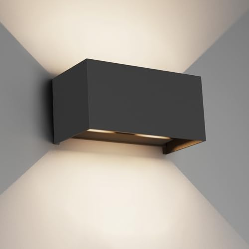 Klighten 24W LED Wandleuchte Innen/Außen,4000K Außenlampe Außenleuchte innen, IP65 Aussenleuchte Wand UP Down,Außenwandleuchte wandleuchte innen Mit Einstellbar Abstrahlwinkel Naturweiß,Schwarz