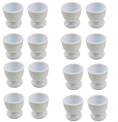 Emiif Lot de 16 coquetiers avec cuillères, porte-œufs durs pour petit déjeuner, coquetier en plastique et cuillère pour petit déjeuner, brunch, œuf à la coque