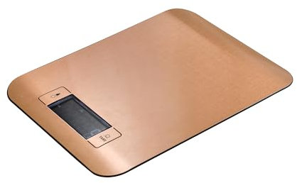BERGNER COPPER - Balance de cuisine 0-5KG - Affichage LCD avec lumière, acier inoxydable et ABS, précision 1g, indicateurs de surcharge et de batterie, arrêt automatique