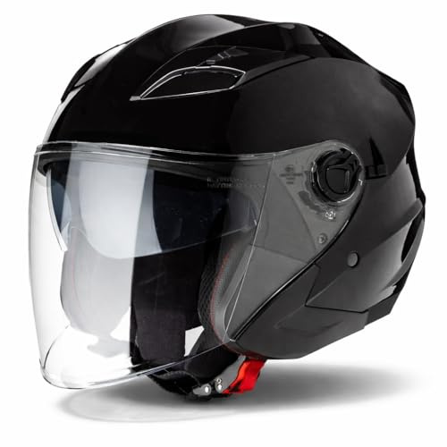VINZ Calobra Jethelm mit Sonnenblende und Visier | Roller Helm Motorradhelm | ECE 22.06 Zertifiziert | in Gr. XS-XXL